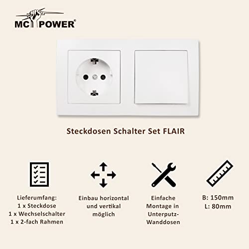 Steckdosen-Lichtschalter MC POWER Lichtschalter mit Steckdose