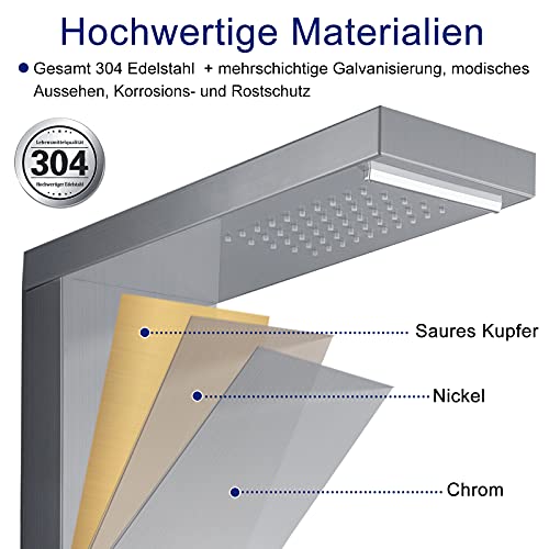 Duschpaneel UISEBRT Regendusche – 4 IN 1 Regendusch System Duschset