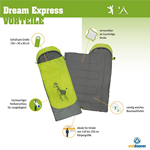 Kinderschlafsack outdoorer Dream Express Grün – aus Baumwolle