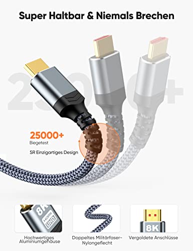 HDMI-2.1-Kabel SNOWKIDS 10K HDMI 2.1 Kabel 2M 8K, 2.1