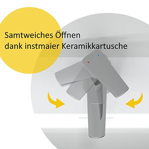 Waschtischarmatur instmaier B2, Wasserhahn für Bad, Chrom Weiß