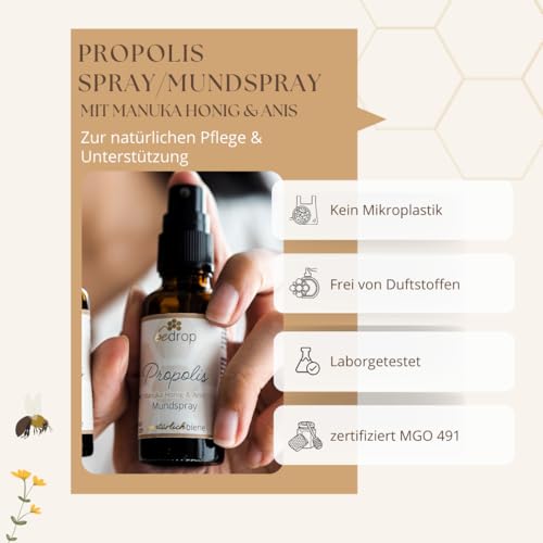 Propolis-Spray bedrop Propolis Halsspray, Manuka Honig & Anis