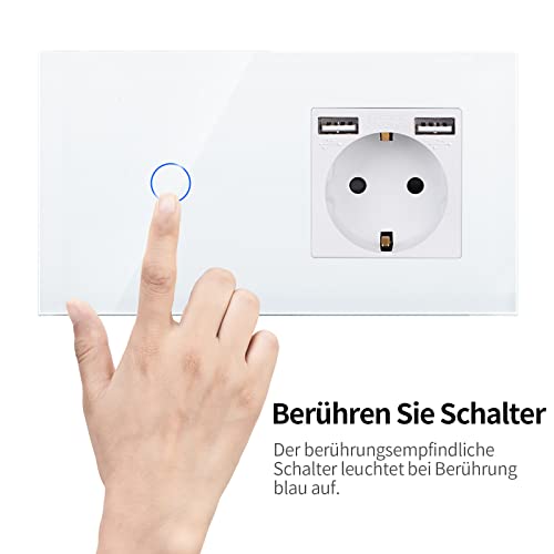 Steckdosen-Lichtschalter CNBINGO Touch Lichtschalter mit Schuko