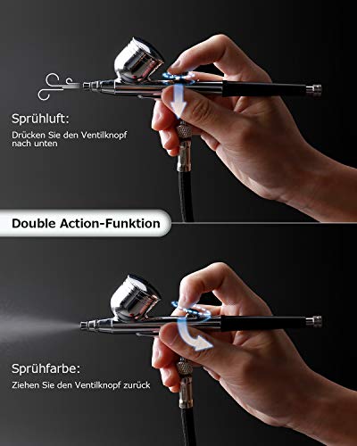 Airbrush-Set Oasser Airbrush Set Kompressor Dual Action 3 Modi