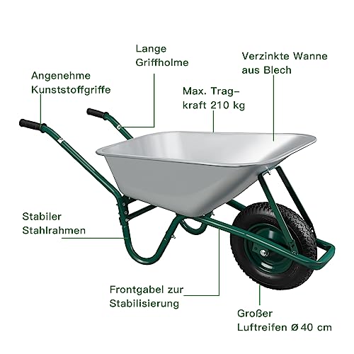 Schubkarre AIRAJ, Traglast 250 kg, Fassungsvermögen 100L