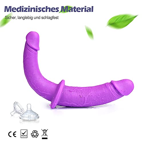 Strapon BDSMAGE Lesben Doppeldildo mit Leder Gurte Penis Hose,Strap