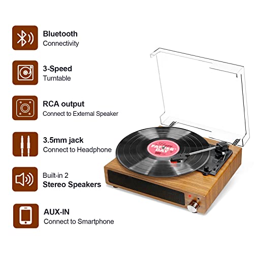 Plattenspieler FYDEE Vinyl Bluetooth Schall Vintage Turntable