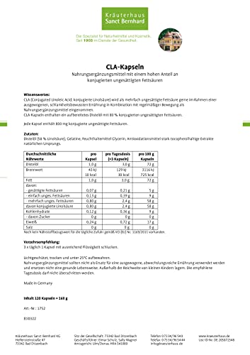 CLA-Kapseln Kräuterhaus Sanct Bernhard, 800 mg