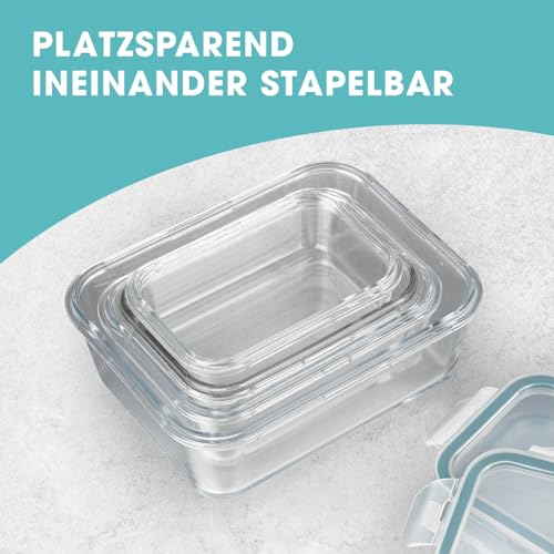 Vorratsdosen stapelbar GOURMETmaxx Glas-Frischhaltedosen