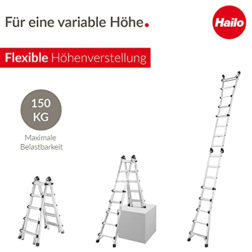 Teleskopleiter Hailo M80 Alu-Multifunktionsleiter, Schiebeleiter