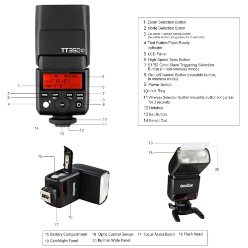 Blitzgeräte GODOX TT350C 2.4G HSS 1, 8000s TTL GN36 Kamera