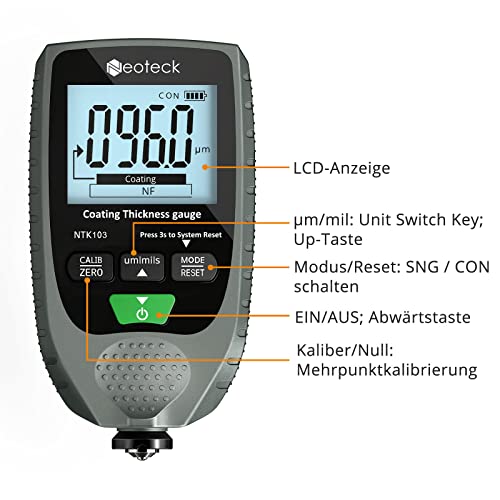 Schichtdickenmessgerät Neoteck Autolack- Handheld LCD-Display