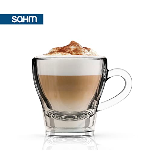 Espresso-Tassen Sahm Cappuccino Gläser mit Henkel Set (6 STK)