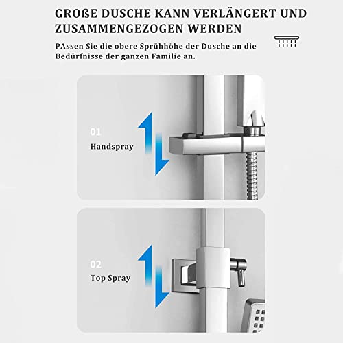 Regendusche KOMIRO Duschsystem mit Thermostat, mit Armatur