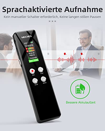 Audio-Recorder MECHEN 64GB Diktiergerät, Spracherkennung Diktafon