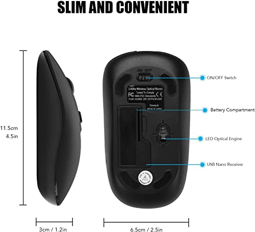 Funkmaus cimetech Kabellose Maus, 2.4GHz Leise Ergonomisch mit USB