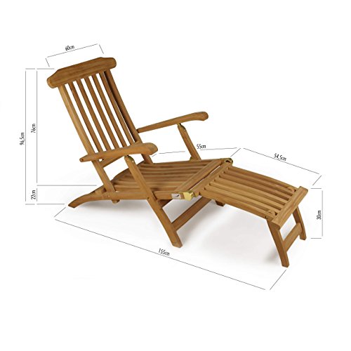 Deckchair Teak Divero Liegestuhl eleganter Deckchair Florentine