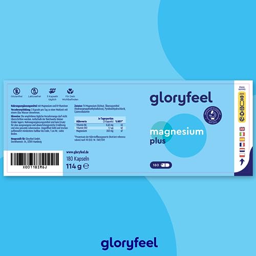 Magnesiumcitrat gloryfeel Premium 1554mg – Mit Vitamin B6 und B12