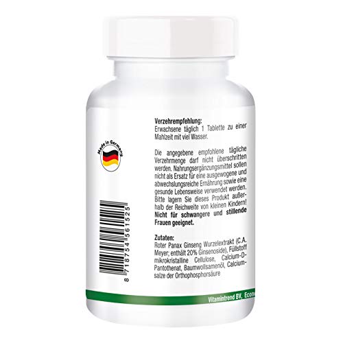 Ginseng-Kapseln Vitamintrend Panax Ginseng + Vitamin B5