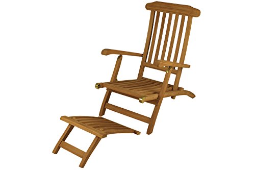 Deckchair Teak Divero Nexos Liegestuhl eleganter Deckchair Florentine