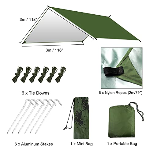 Tarp LAMA Zeltplane wasserdicht 3x3m Camping Zelt