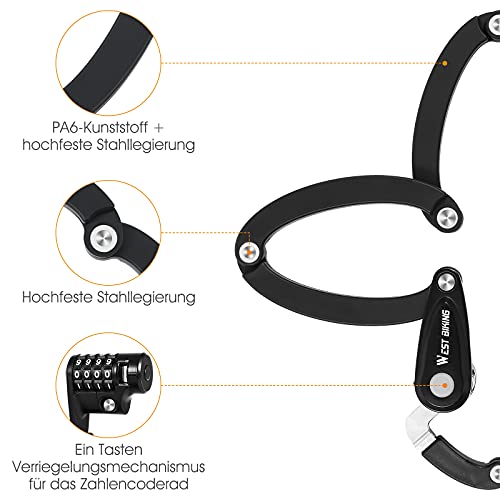 Fahrrad-Zahlenschloss XIQI Fahrradschloss Faltschloss Zahlenschloss