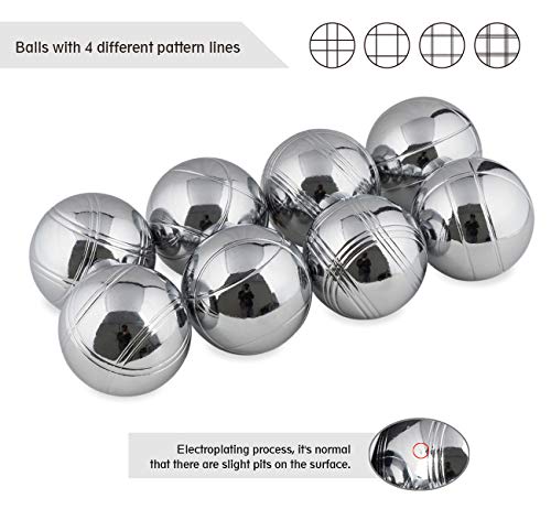 Boule Homewit Set 8 Kugeln robuste aus Metall mit 2 Holzkugeln