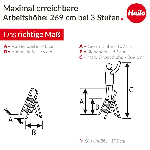 Trittleiter Hailo HobbyStep Stahl-Klapptritt-Leiter