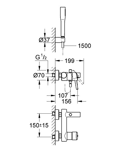 Badewannenarmatur Grohe Concetto, Einhand-Wannenbatterie