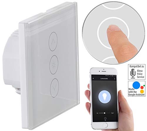 Smart-Home-Lichtschalter Luminea Home Control Alexa Dimmer Unterputz