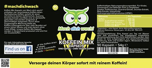 Koffeintabletten Mach dich wach! Koffein Mix Kapseln, 200mg