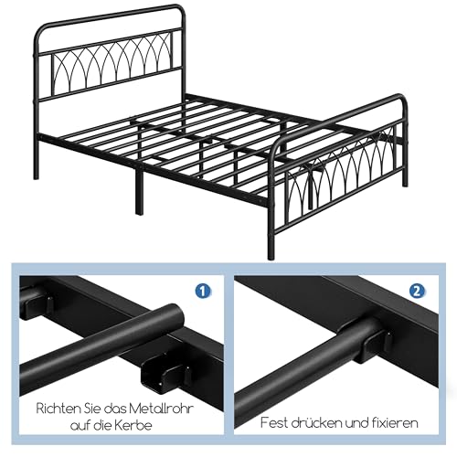 Bett 140×200 Yaheetech Vintage Bettrahmen mit Lattenrost