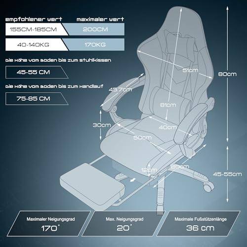 Gaming-Stuhl bis 200 Euro Dowinx Gaming Stuhl Ergonomischer