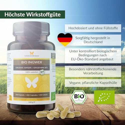 Ingwer-Kapseln Flügelschwinger 200 BIO Ingwer Kapseln 600 mg