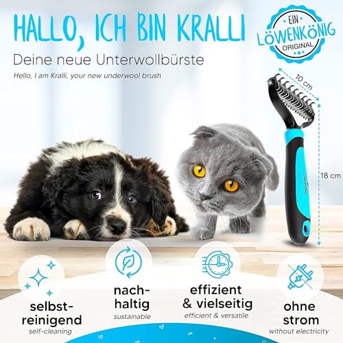 Hundestriegel LÖWENKÖNIG ® KRALLI 2.0 Verbesserte Unterfellbürste