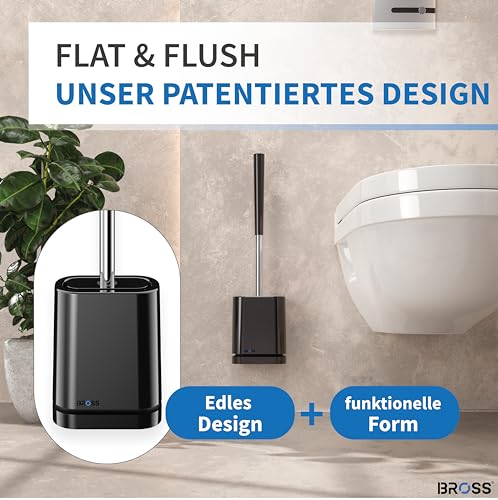 Klobürste BROSS ® Silikon – Patentierte Toilettenbürste – Schwarz