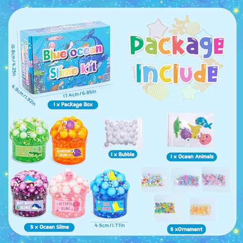 Schleim-Set Eutionho 5 Stück Crystal Slime Kit, Ocean Clear Slime