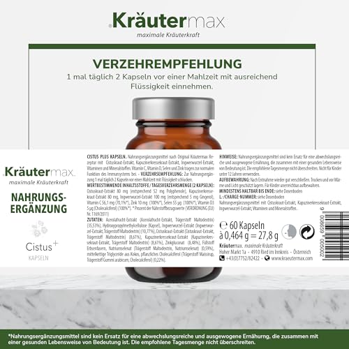 Cissus quadrangularis Kräutermax. NEU! Cistus Incanus Kapseln