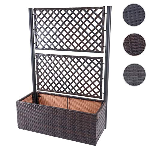 Blumenkasten mit Rankgitter Mendler Poly-Rattan HWC-D76