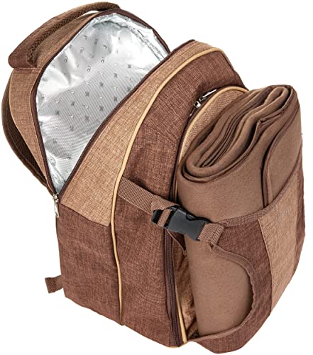 Picknickrucksack BRUBAKER für 4 Personen Braun