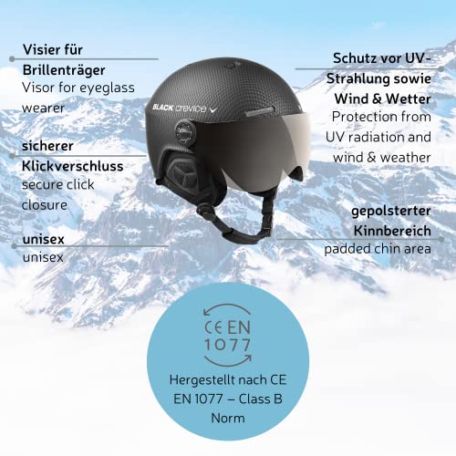 Skihelm mit Visier Black Crevice , Gstaad, BCR143921, schwarz, Gr. S/M