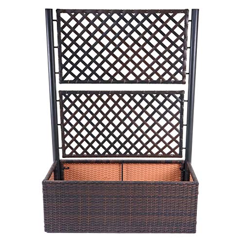 Blumenkasten mit Rankgitter Mendler Poly-Rattan HWC-D76