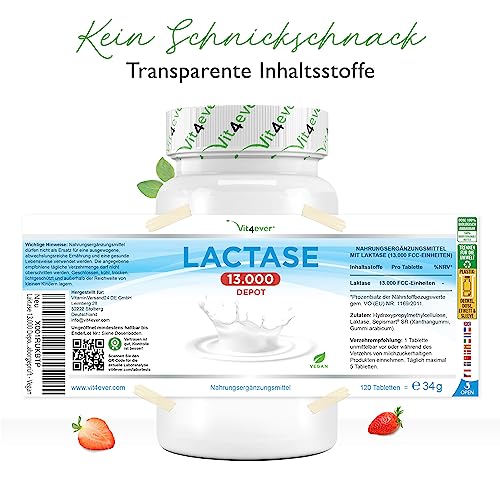 Laktase-Tabletten Vit4ever Laktase 13.000 Depot, 120 Tabletten