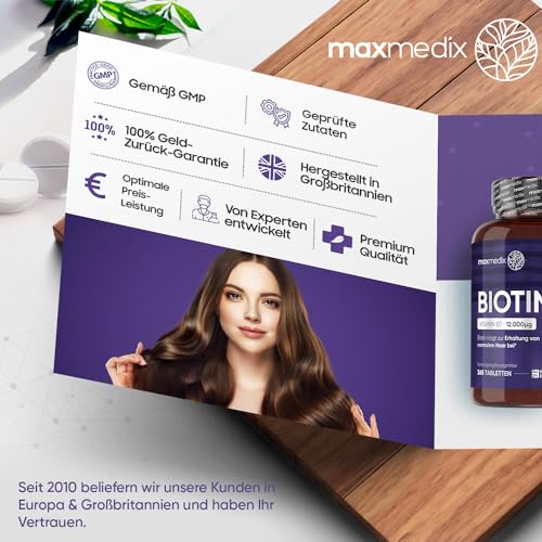 Biotin maxmedix Tabletten, 12.000μg reines für Haare, Haut