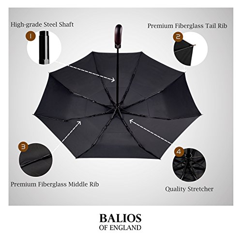 Taschenschirm Balios Prestige Reise-Regenschirm, Echtholzgriff