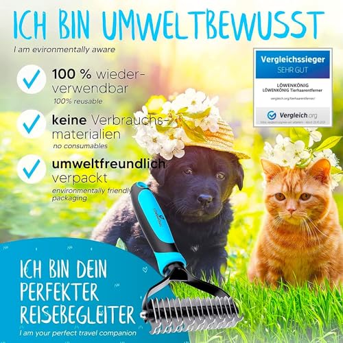 Hundestriegel LÖWENKÖNIG ® KRALLI 2.0 Verbesserte Unterfellbürste