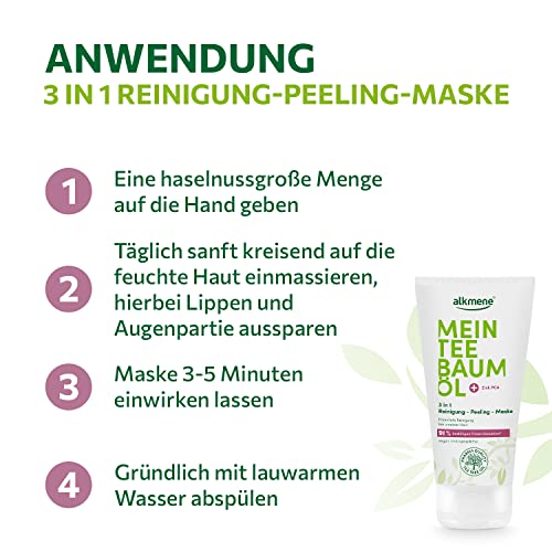 Peeling Alkmene Mein Teebaumöl 3in1 Reinigung Maske 3x 150 ml