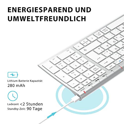 Bluetooth-Tastaturen iClever Kabellose Tastatur, BK10 Bluetooth