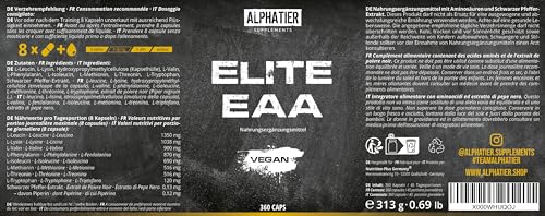 EAA-Kapseln Alphatier Supplements EAA Kapseln, 360 Mega Caps