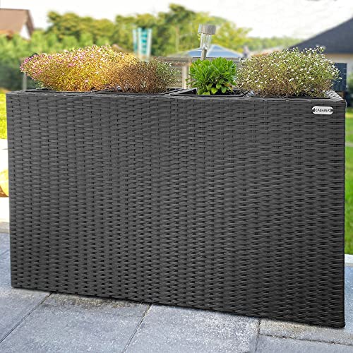 Pflanzkübel Casaria ® Blumenkasten 4 Innentöpfe Polyrattan